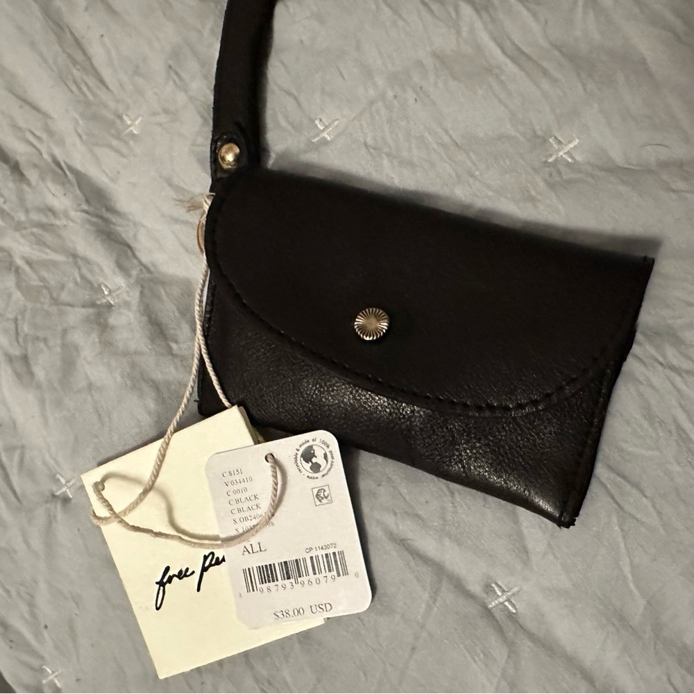 Free People black leather bag lanyard